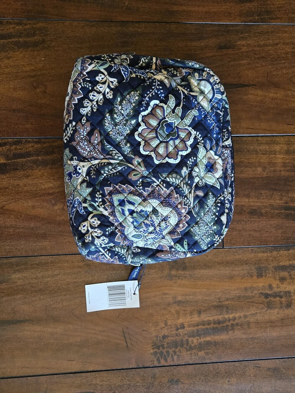 Vera Bradley Quilted Large Cosmetic Bag Java Navy Camo Floral Cotton Reimagined - Picture 3 of 12